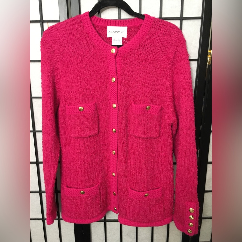 Tanner Vintage texture knit pink cardigan Sz M
